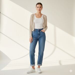 Charter Club Beige Knit Cardigan Cropped Open Front Clean Girl Minimalist Medium